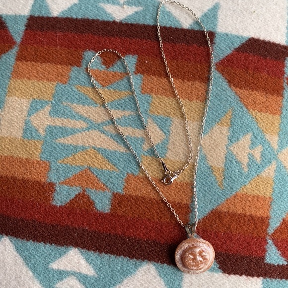 Sweet baby moon face necklace. 18”sterling silver chain, resin face - Picture 6 of 7